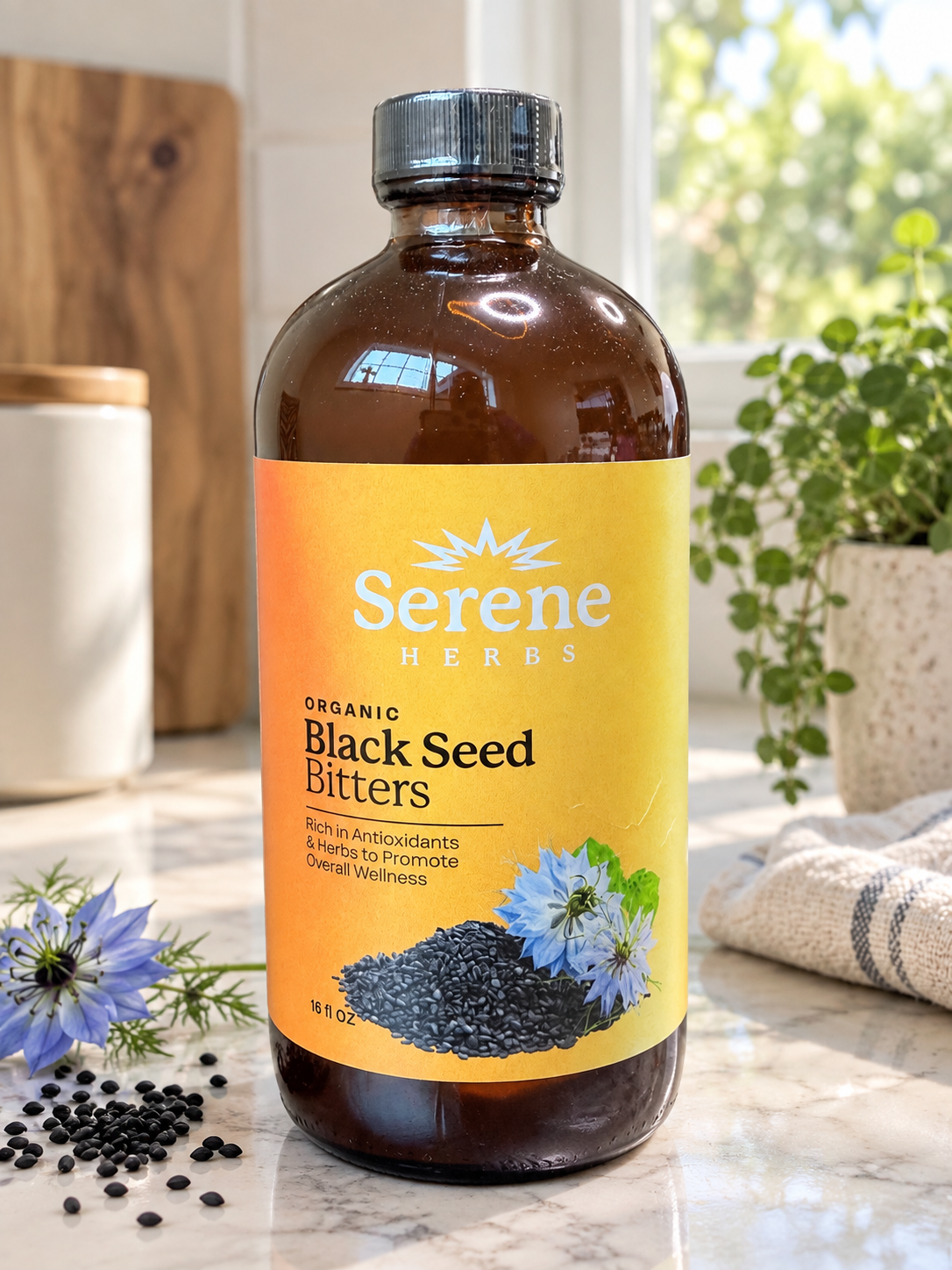 Organic Premium Black Seed Oil Bitters Liquid - Black Cumin Seed Extract, Nigella Sativa, Pure Blackseed Supplement with Thymoquinone for Immune Support & Digestion - Vegan - 16 oz