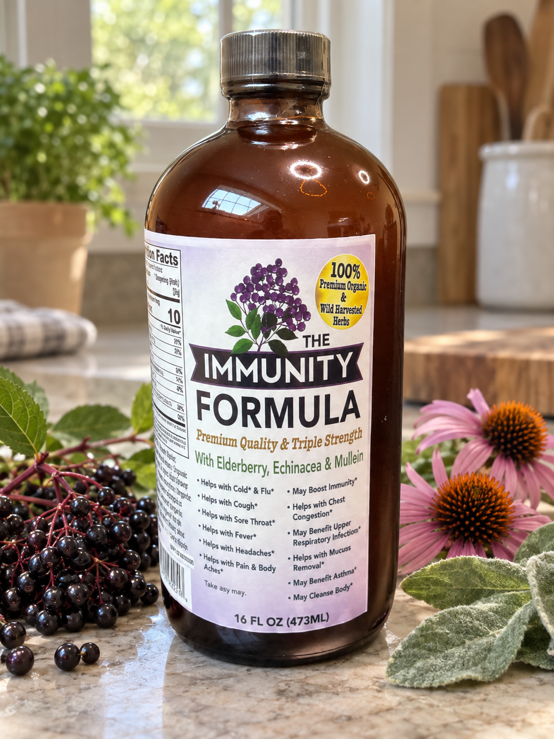 Immunity Formula with Elderberry, Echinacea & Mullein